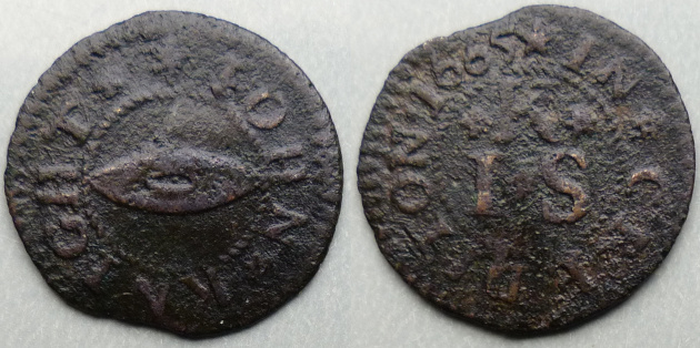 Crediton, John Knight 1665 farthing N---